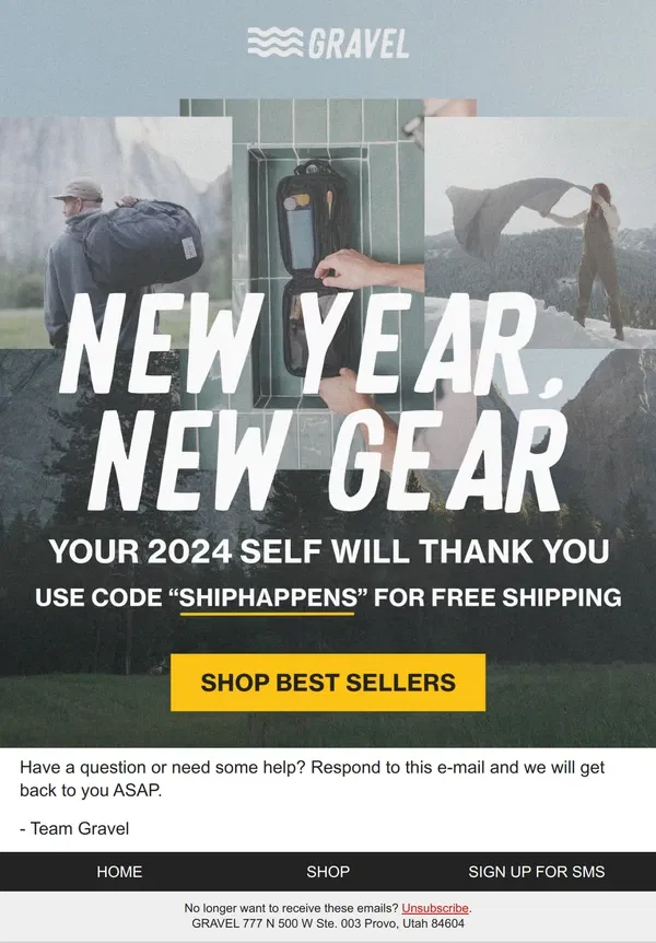 Email from Gravel. New Year, New Gear!