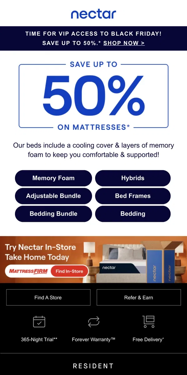 Email from Nectar. Time to put your search to bed 🛌!