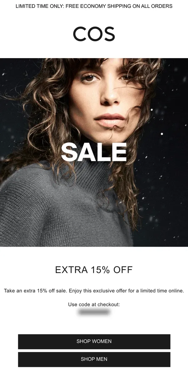 Email from COS. Extra 15% off sale