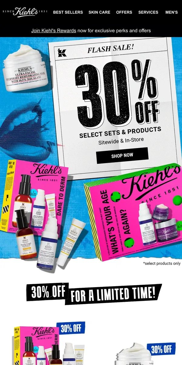 Email from Kiehl's. Ends Tonight! 30% Off Select Sets & Favorites