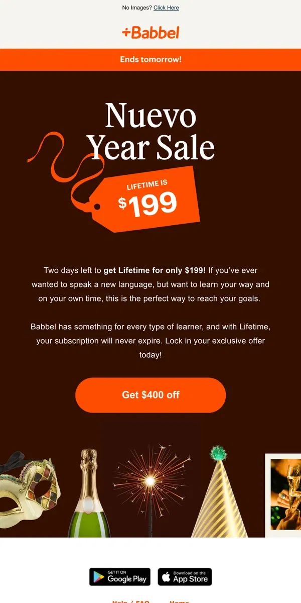 Email from Babbel. ⏳ Get Lifetime for $199 — time’s running out!