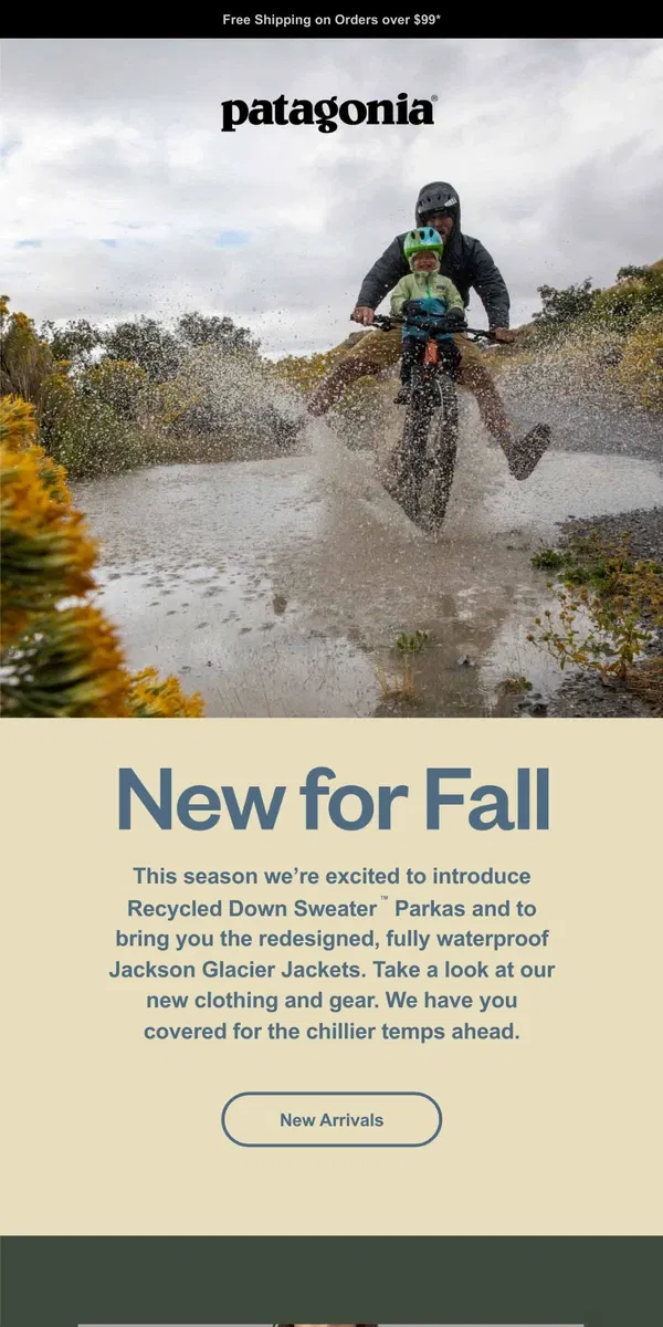 Email from Patagonia. Just in: New arrivals for fall