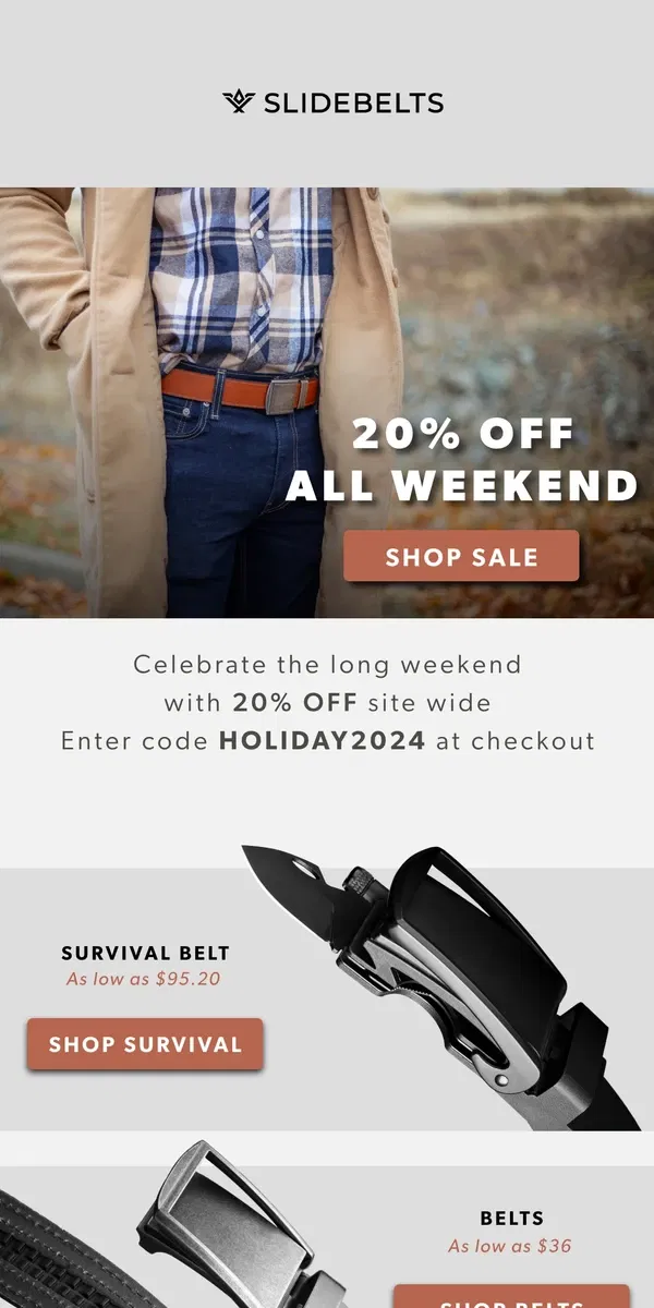 Email from SlideBelts. 🎄 Holiday Savings Inside: 20% Off Everything You Love!