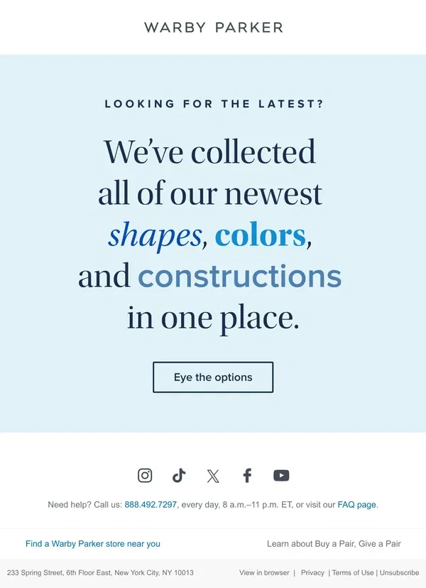 Email from Warby Parker. View what’s new