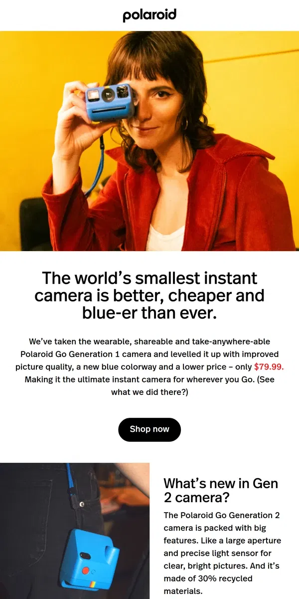 Email from Polaroid. Hey, the New Generation 2 Polaroid Go is here!