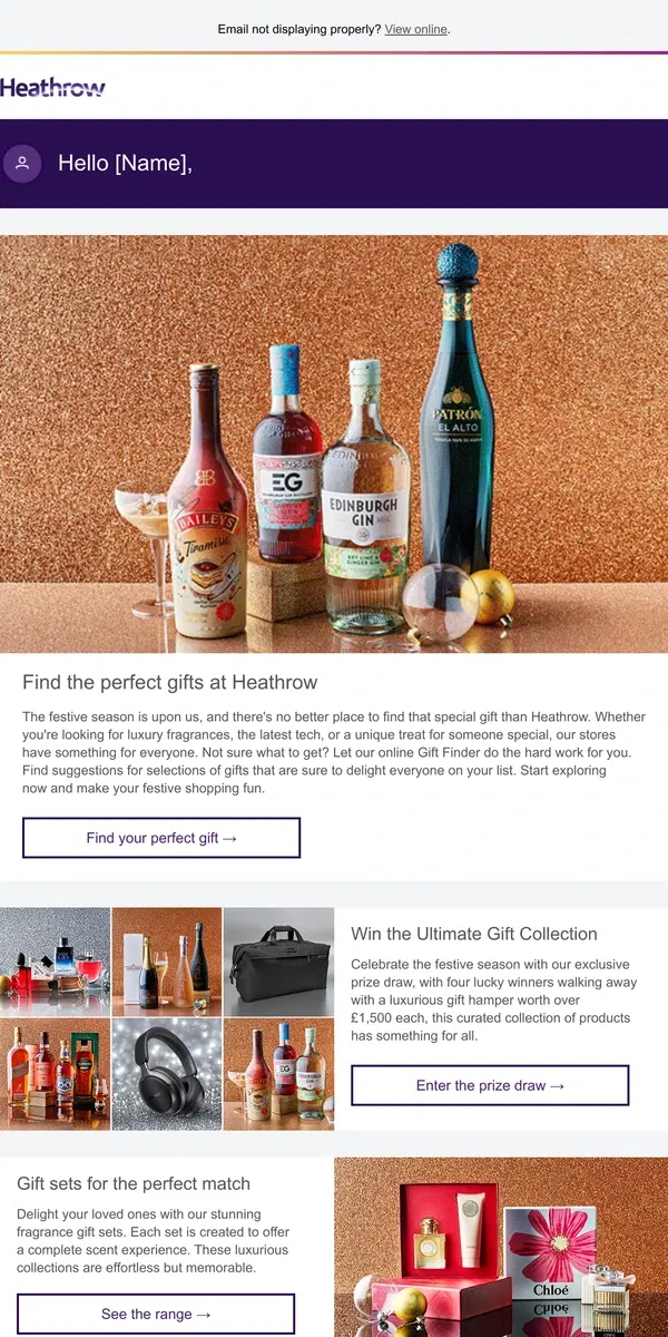 Email from Heathrow Airport. Unwrap the magic of festive gifting at Heathrow