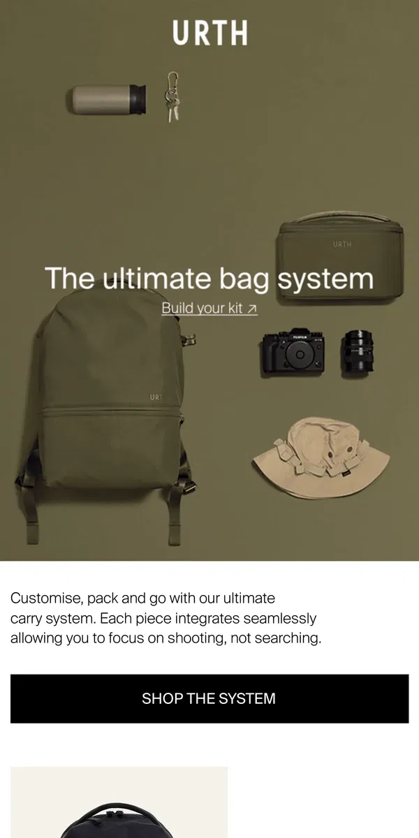 Email from Urth. The ultimate bag system