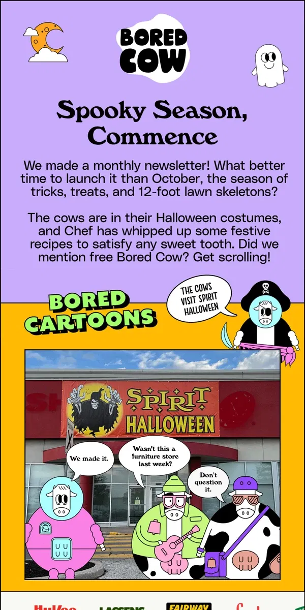 Email from Bored Cow. Our first ever monthly newsletter 🐮🗞🎃