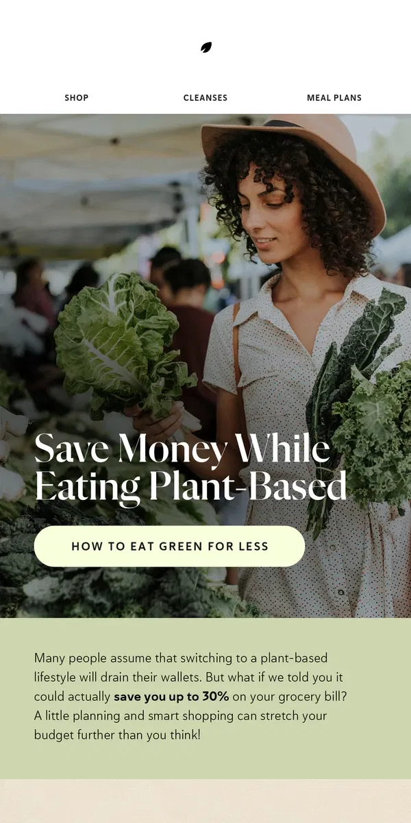 Email from PRESS Healthfoods. Plant-Based Eating Without Breaking the Bank