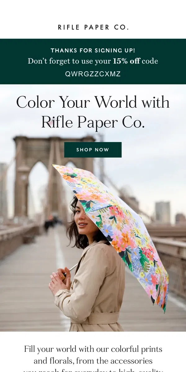 Email from Rifle Paper Co.. Prints & Florals, Right This Way →