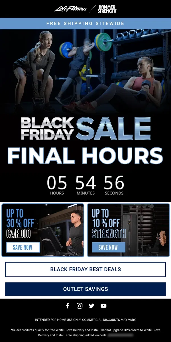 Email from Life Fitness. HURRY! Sale ends at MIDNIGHT! ⏰