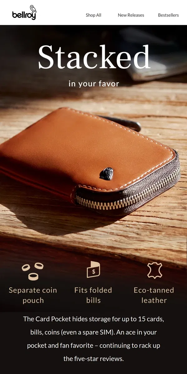 Email from Bellroy. Play your cards right