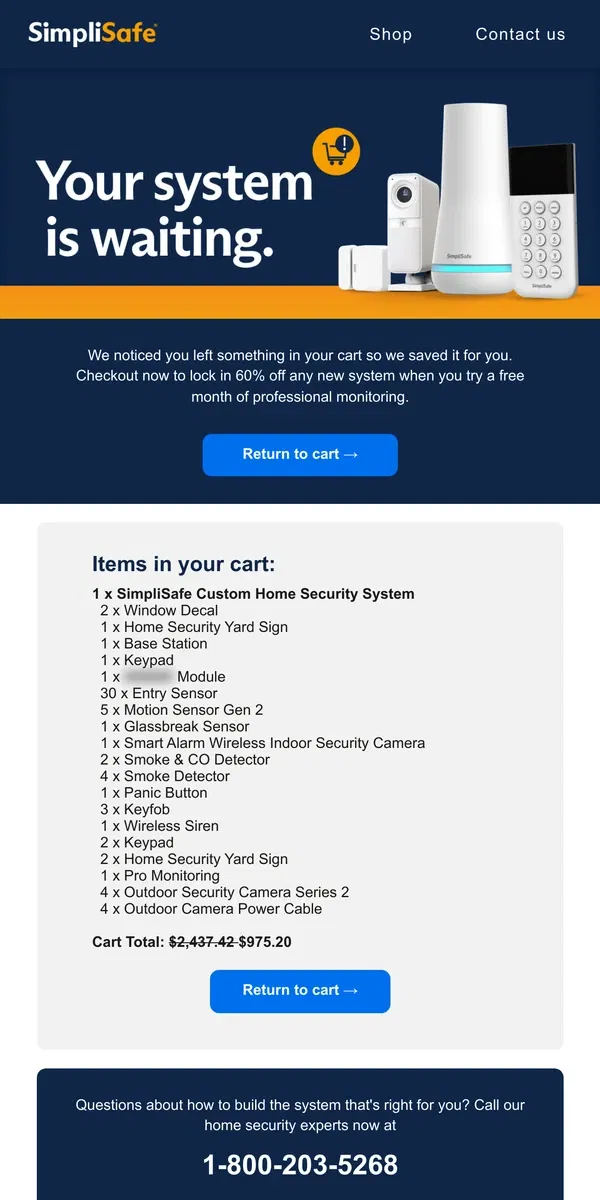 Email from SimpliSafe. Your SimpliSafe® system order