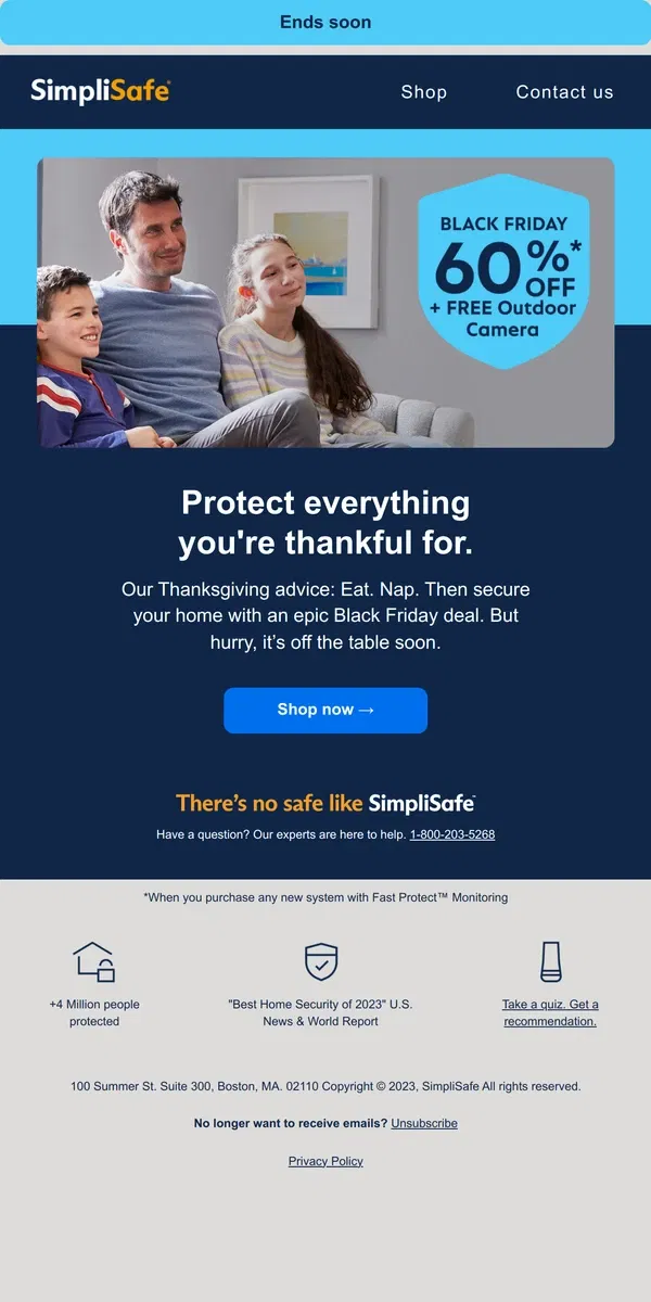 Email from SimpliSafe. Feast on this Black Friday discount