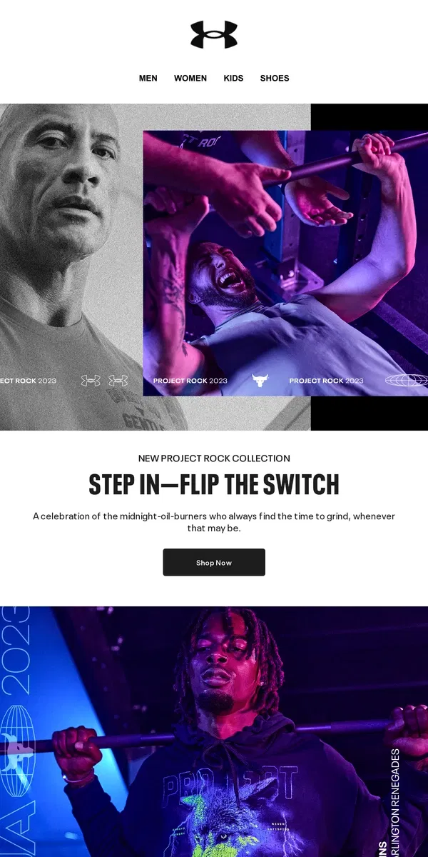 Email from Under Armour. Step in—Flip the switch