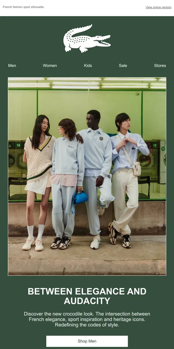 Email from Lacoste. Just In: Spring Arrivals