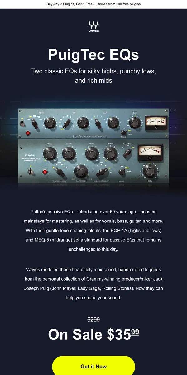 Email from Waves Audio. Silkiest EQ Ever? 🌊