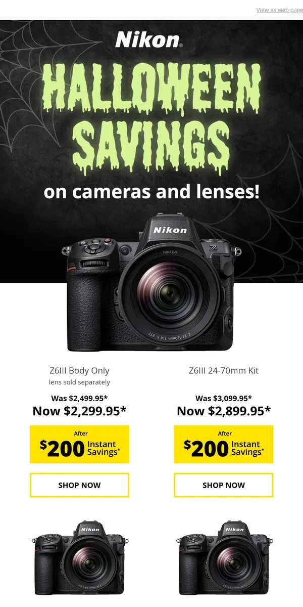 Email from Nikon. 🎃 Spooktacular Savings: Frighteningly Good Deals