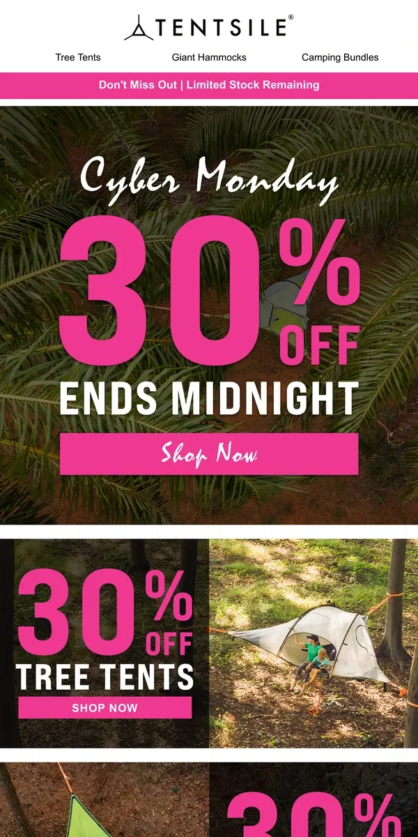 Email from Tentsile. Our SALE Ends Midnight Tonight 🌴