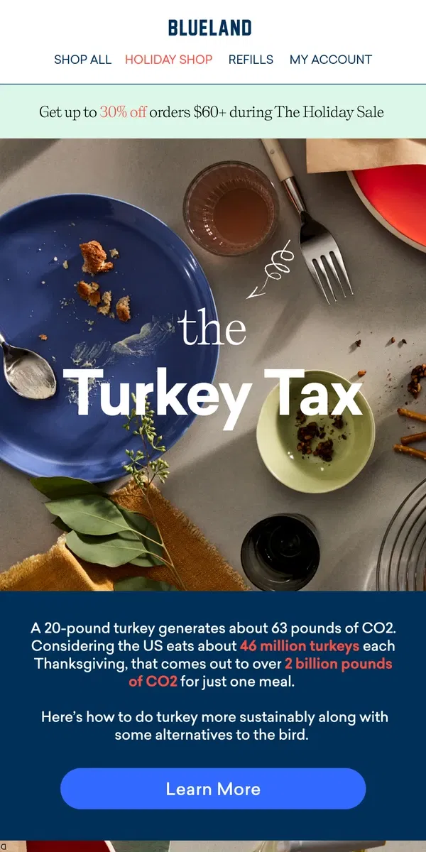 Email from Blueland. Make your Thanksgiving eco…