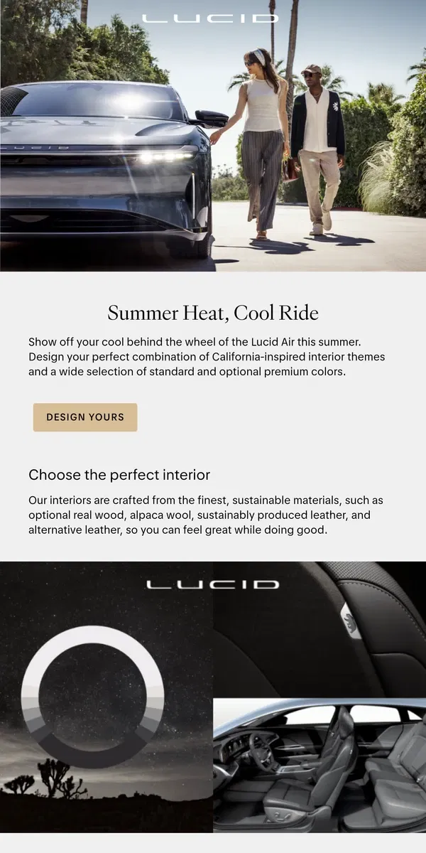 Email from Lucid Motors. Show off your cool in a Lucid Air