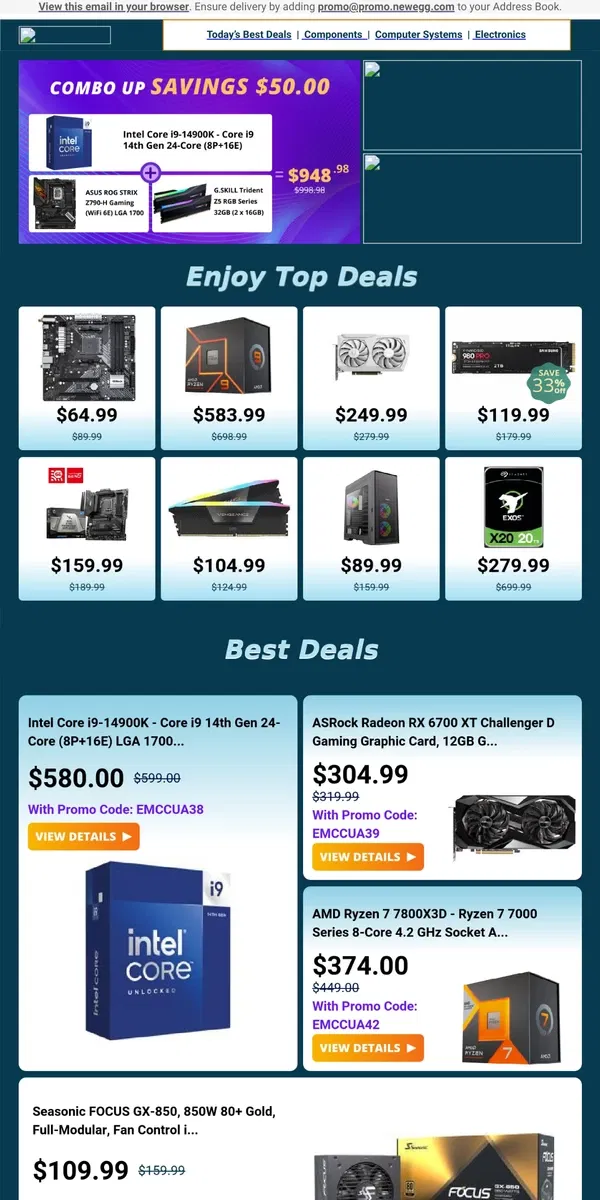 Email from Newegg. 🔥 $119.99 on Samsung 980 Pro – Unbeatable Deal! 💥