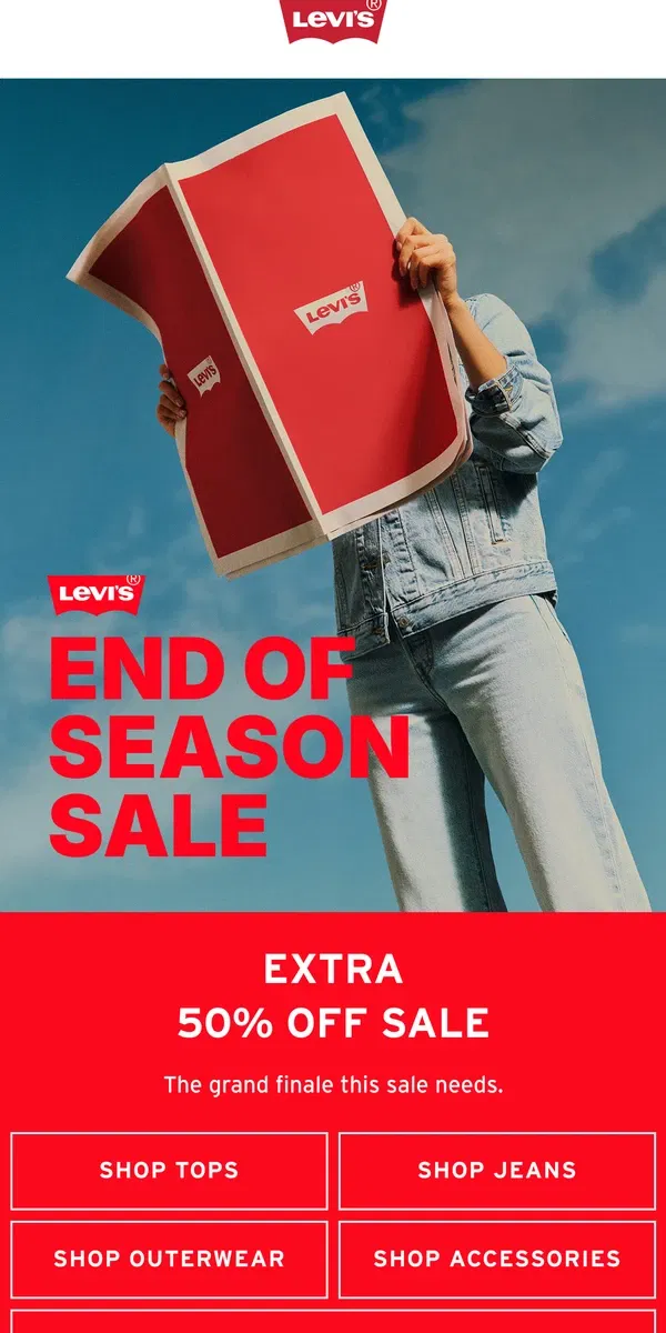 Email from Levi's. Extra 50% Off Sale Starts NOW