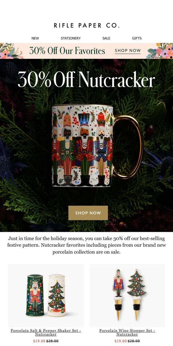 Email from Rifle Paper Co.. 30% off Nutcracker Best-Sellers