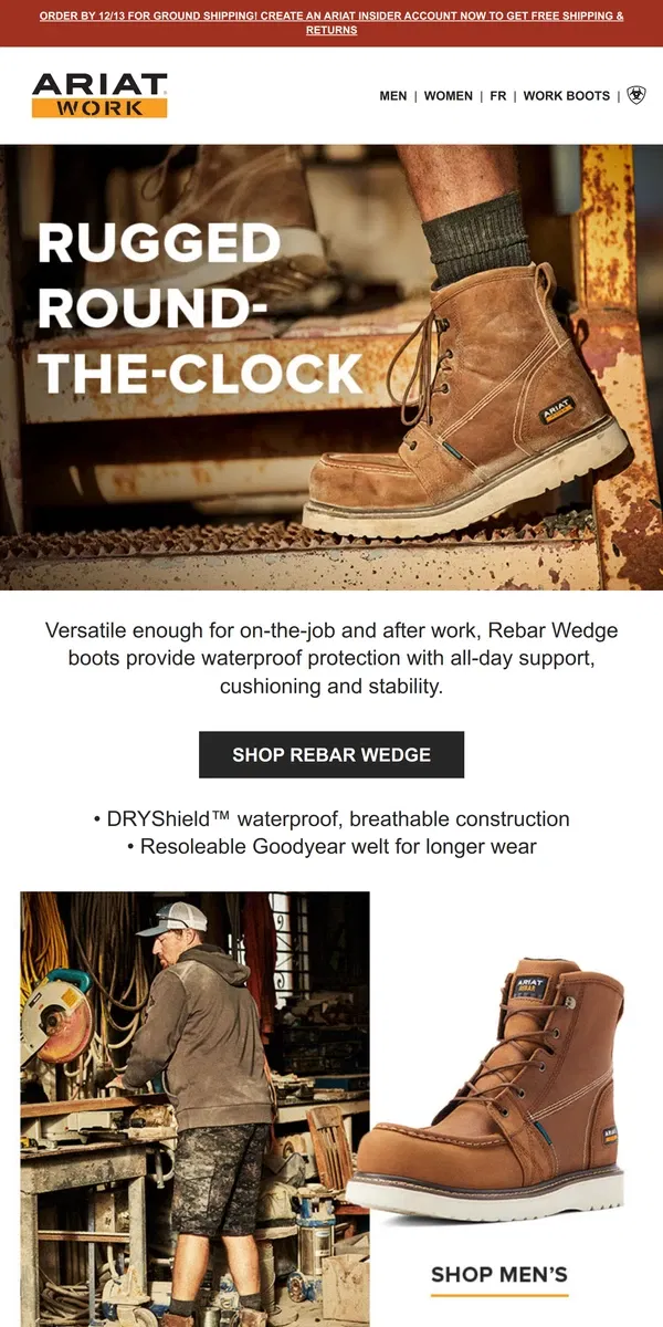 Email from Ariat. Is Your Work Boot Rugged Enough?