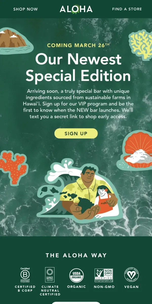 Email from ALOHA. Get Early Access