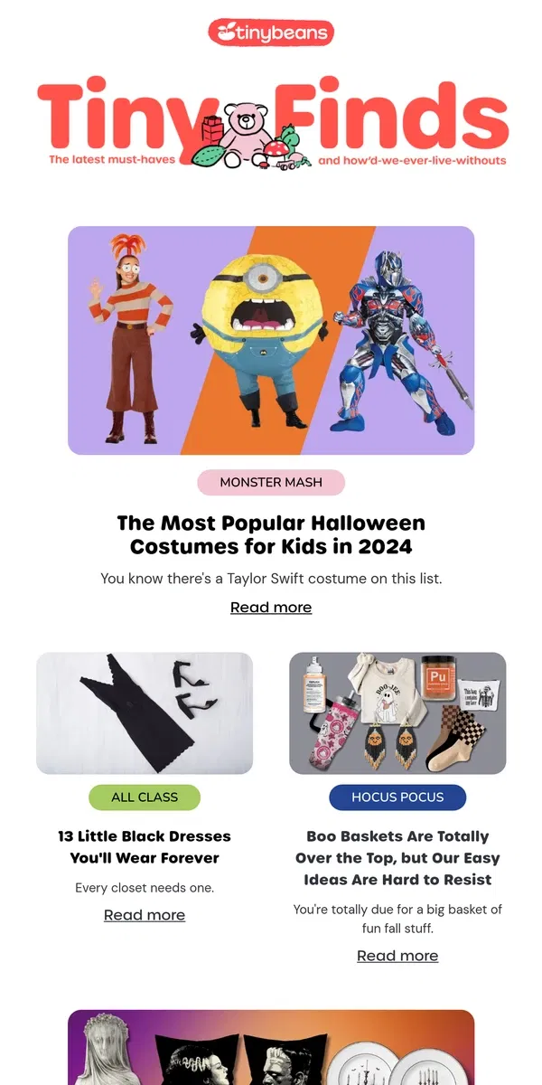 Email from Tinybeans. 👻The Most Popular Halloween Costumes for Kids in 2024 🎃