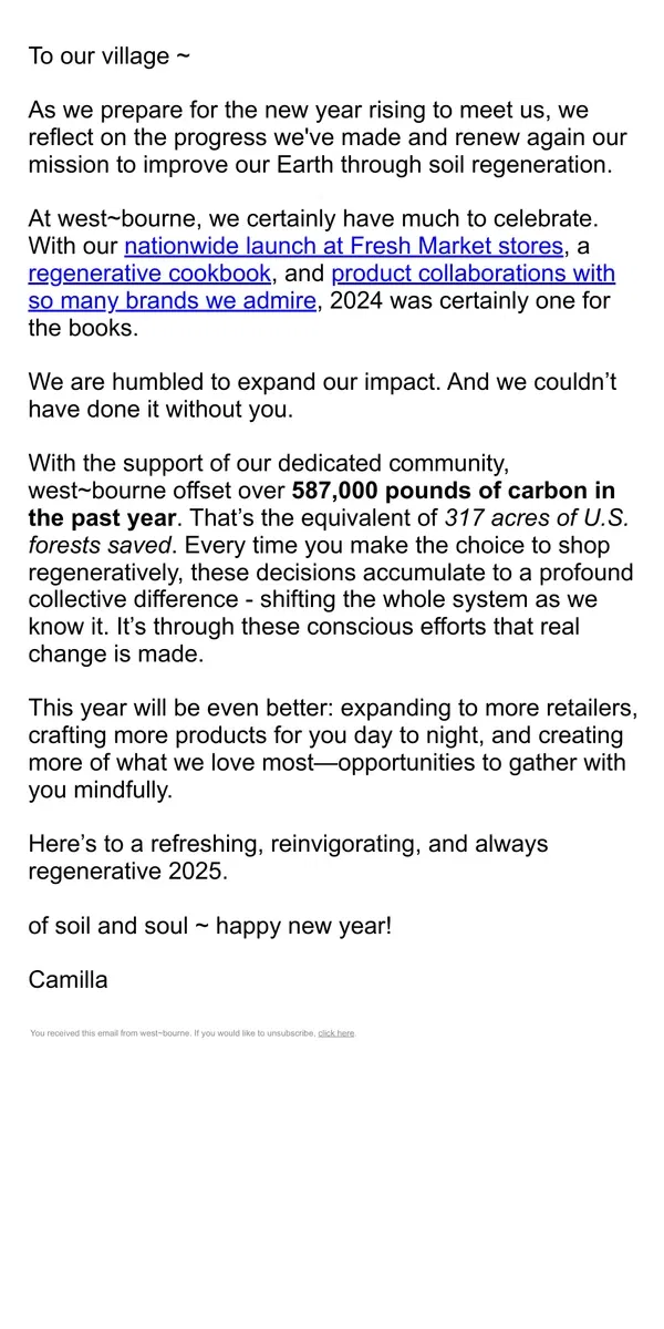 Email from west-bourne. New Year, Renewed Earth