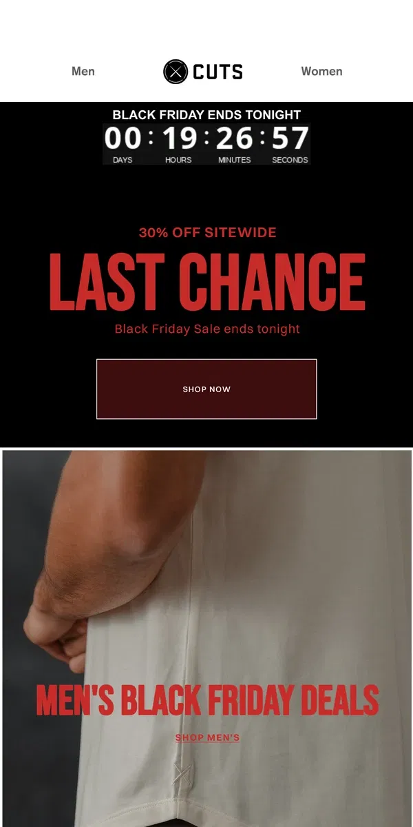 Email from Cuts. LAST CHANCE: Black Friday Ends Tonight