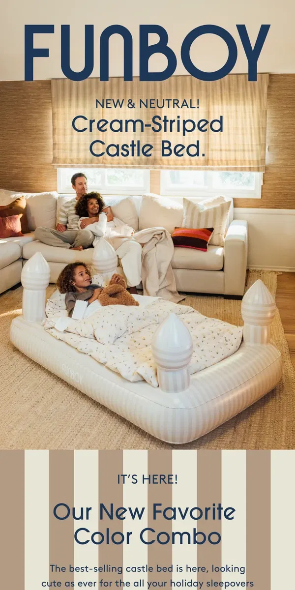 Email from FUNBOY. NEW! Cream-Striped Castle Bed