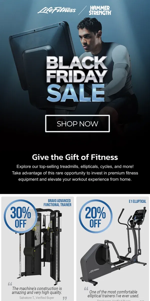 Email from Life Fitness. Black Friday Sale Starts Now - Sitewide Savings on Premium Cardio & Strength Equipment