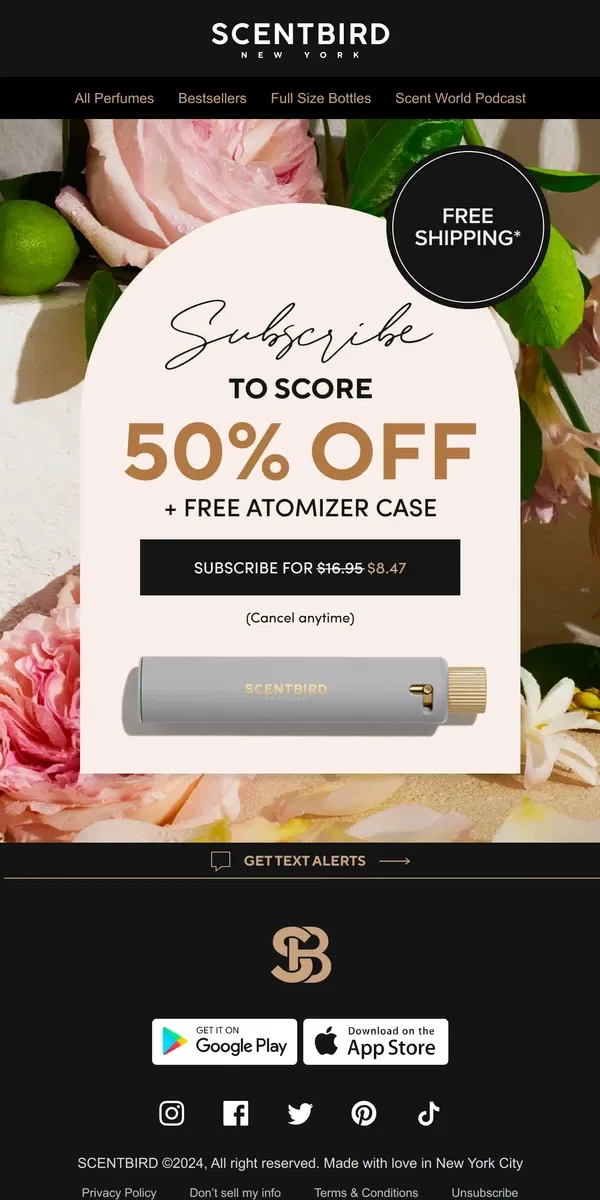 Email from Scentbird. Secret's Out: 50% OFF and Free CASE