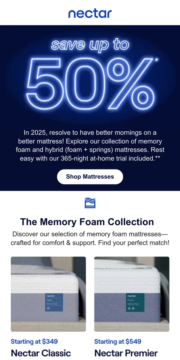 Email from Nectar. Need help? Let's explore our Memory Foam Collection 🔍