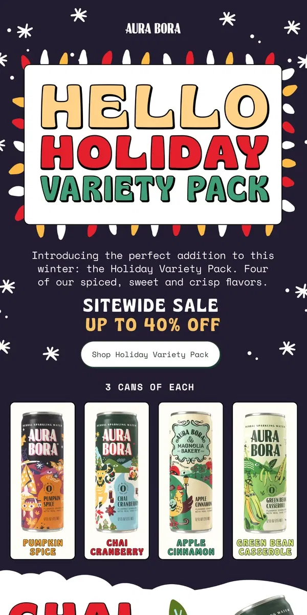 Email from Aura Bora. NEW variety pack!!