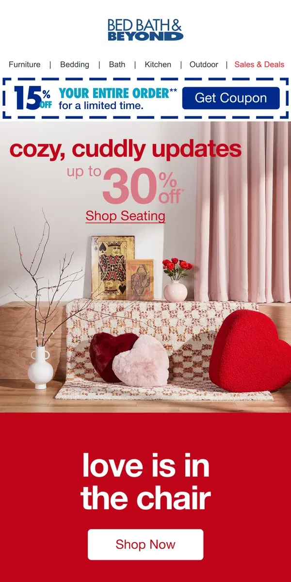 Email from Bed Bath & Beyond. Show Your Living Room Some Love With Up to 30% Off 💝