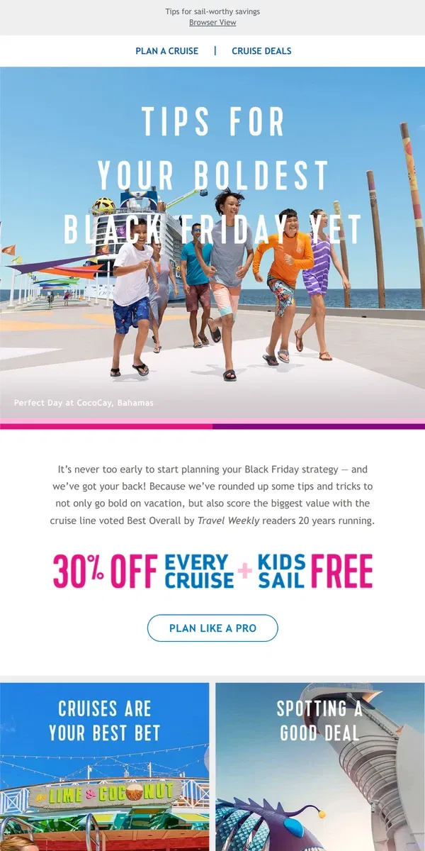 Email from Royal Caribbean. Black Friday cruise deals 101