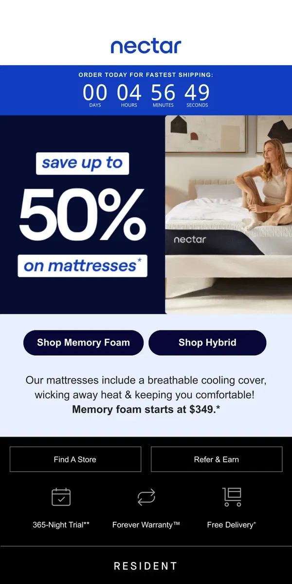 Email from Nectar. Took a nap? Save Up to 50%. Early access to Black Friday 🛌!