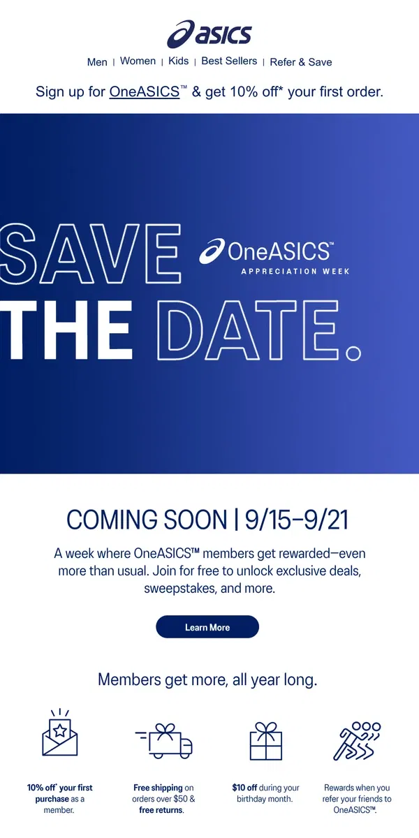 Email from ASICS. You’re invited,  ✉️