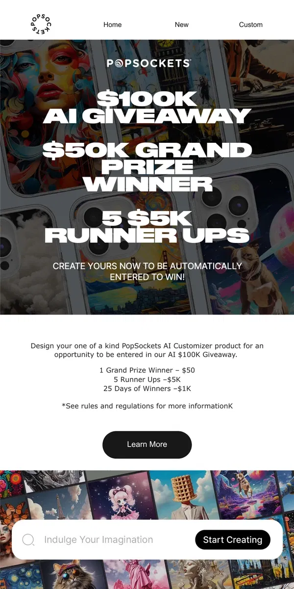 Email from PopSockets. $100k giveaway is live 👀