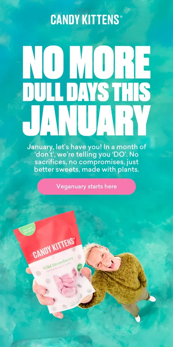 Email from Candy Kittens. Veganuary: Make it ICONIC