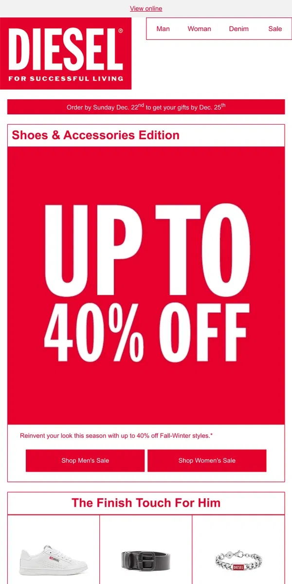 Email from Diesel. Shoes & Accessories On Sale