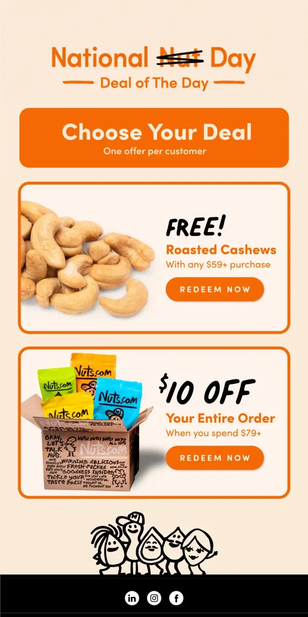 Email from Nuts.com. Extended! Our National Nut Day Savings Event 🚨