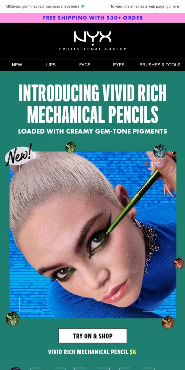 Email from NYX Professional Makeup. Introducing Vivid Rich Mechanical Pencils