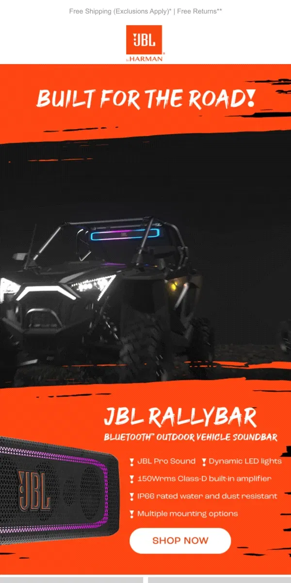 Email from JBL. Off-Road Essentials - JBL Rallybar in the Wild