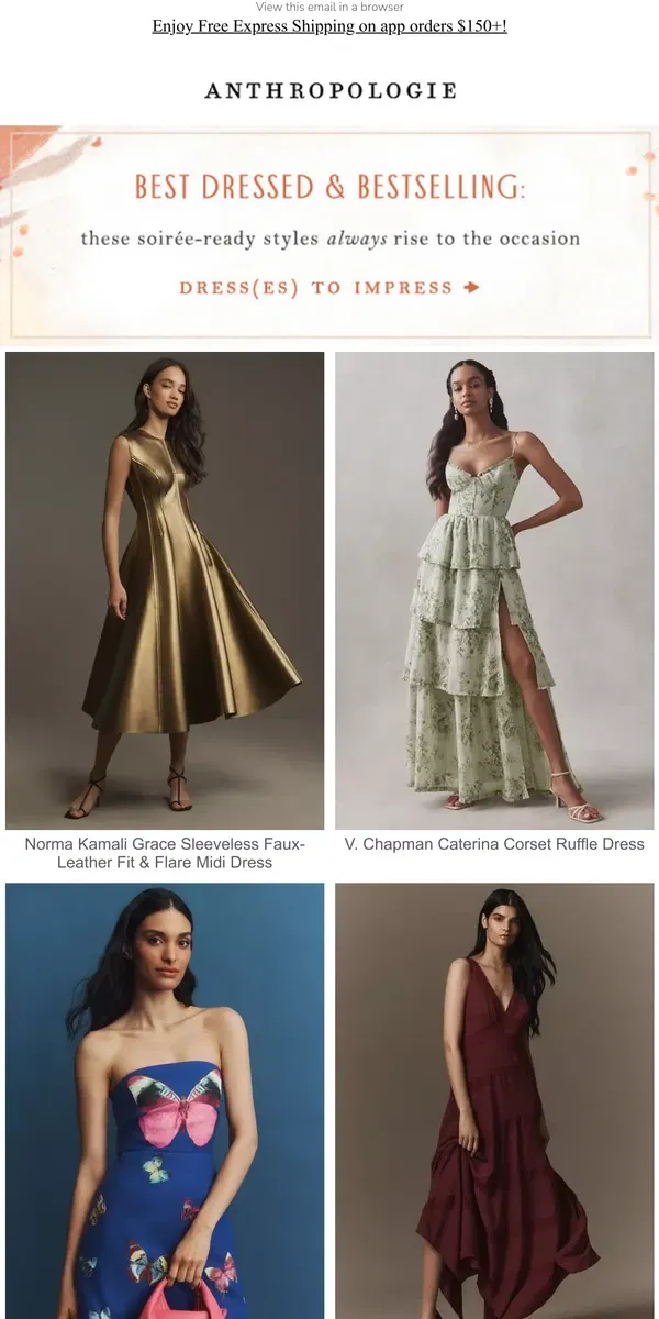 Email from Anthropologie. These bestsellers are *always* BEST DRESSED.