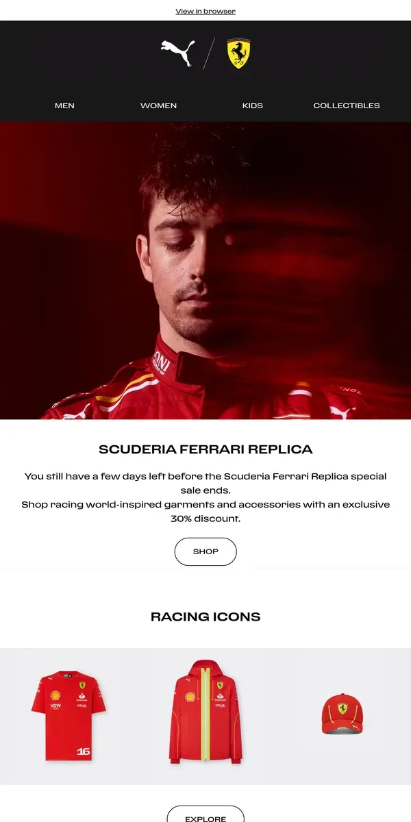 Email from Ferrari. LAST CHANCE: F1 SPECIAL SALE